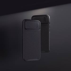 Nillkin Synthetic Fiber S viedtālruņa apvalks iPhone 14 Pro Max ar kameras vāciņu, melns