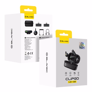Blavec Lavalier mikrofoni x 2 MK-02 ClipGo Combo: Type C, Lightning, BT (LMMK02-B) melns