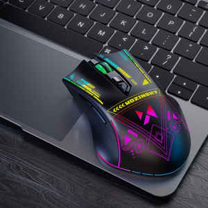 Wozinsky WMGB-3200 bezvadu optiskā spēļu pele ar iebūvētu uzlādējamu akumulatoru 3200 DPI ar RGB apgaismojumu - melna
