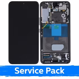 LCD Displejs Saderīgs ar Samsung S901 S22 Ar Frame / Phantom Melns (Graphite) / (Service Pack)