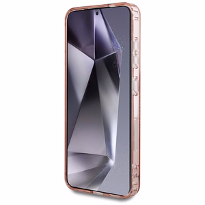 Guess Kristāli Drukāts Klasiskais Logotips Magnētiskais Samsung Galaxy S25 Viedtālruņa apvalks rozā