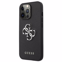Guess Saffiano 4G Metal Logo viedtālruņa apvalks iPhone 13 Pro / 13 6.1 - melns