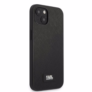Karl Lagerfeld KLHCP13MSFMP2K iPhone 13 6.1" cietais apvalks melns/melns Saffiano Plāksne