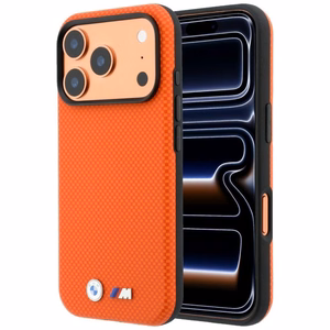BMW M Quadrille Kevlar Metal Logo MagSafe maciņš modelim iPhone 17 Pro / 18 Pro – oranžs