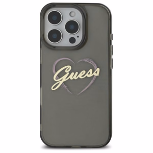 Guess IML Heart viedtālruņa apvalks iPhone 16 Pro - melns