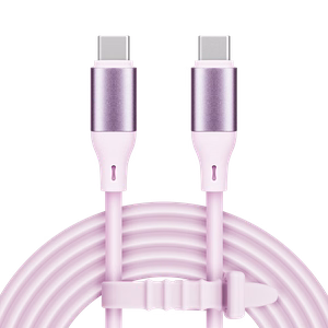 Kruger&Matz Basic USB-C–USB-C silikona kabelis, 100 W, 1 m, rozā