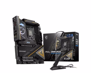 MSI Материнская плата Intel Z890 LGA1851 ATX DDR5 4 слота 3xPCIe 16x 5xM.2 1xHDMI 11xUSB 3.1 2xUSB-C 2xThunderbolt 1xRJ45 MEGZ890ACE