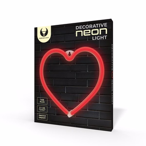Neon LED Light HEART sarkans Bat + USB FLNE07 Forever Light