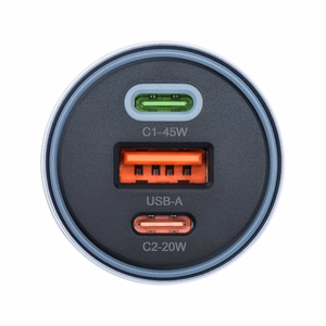Автомобильное зарядное устройство Forcell F-Energy Alu 2 x USB C + USB A QC4.0 PD SFC2.0 4,5A 65W серое