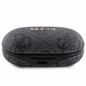 Guess Bluetooth austiņas GUTWSP4EGK TWS ENC 4G PU METAL LOGO melnas