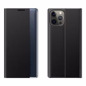 Sleep Case grāmatas tipa viedtālruņa apvalks ar viedo logu iPhone 13 Pro Max melns