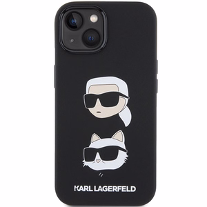 Karl Lagerfeld Silikona Karl&Choupette Head apvalks viedtālrunim iPhone 15 Plus / 14 Plus - melns
