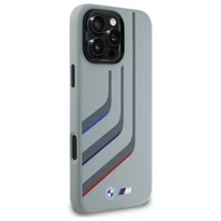 BMW Silikona Pagriežamās Līnijas Magnētiskais viedtālruņa apvalks iPhone 16 Pro Max - pelēks
