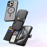 Dux Ducis Lawa ādas viedtālruņa apvalks iPhone 15 Pro - melns