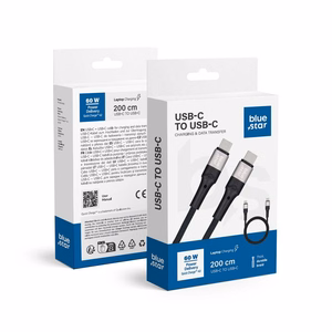 BLUE STAR pīts kabelis 3A 60W Type C uz Type C PD QC4.0 TFK-DC-004 2 m melns