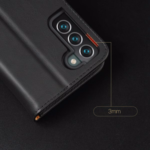 Dux Ducis Hivo ādas atverams vāciņš īstas ādas maks kartēm un dokumentiem Samsung Galaxy S22 + (S22 Plus) melns