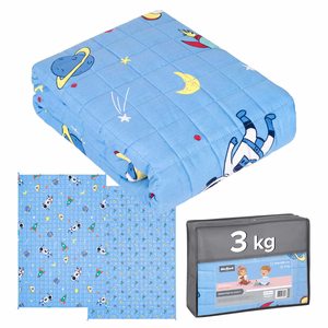 PREMIUM kokvilnas smagā sensorā sega bērniem, 100 x 150 cm, 3 kg, kosmosa raksts