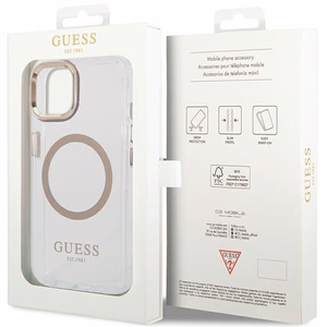 Guess metāla kontūra magnētiskais viedtālruņa apvalks iPhone 15 Plus / 14 Plus - zelta