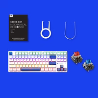 Machenike K500B-B87 Vadu mehāniskā spēļu tastatūra ar apgaismojumu, Red Switch - balts