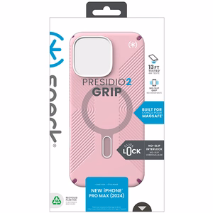 Speck Presidio2 Grip ClickLock & MagSafe vāciņš ierīcei iPhone 16 Pro Max, Wednesday Pink / Boysenberry Purple / balts
