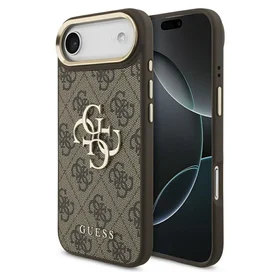 GUESS viedtālruņa apvalks IPHONE 17 Air (PU W/ Big 4G Classic Logo) zelts un brūns