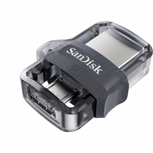 SanDisk Ultra Dual m3.0 USB zibatmiņas disks 256 GB USB Type-A / Micro-USB 3.2 Gen 1 melns, sudrabs, caurspīdīgs