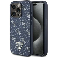 Guess 4G Triangle Metal Logo viedtālruņa apvalks iPhone 15 Pro - zils