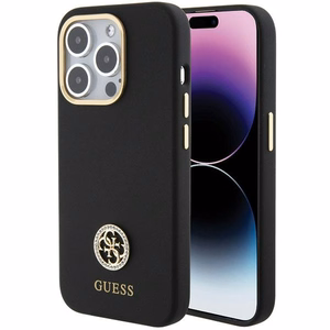 Guess silikona Logo Strass 4G viedtālruņa apvalks iPhone 15 Pro - melns