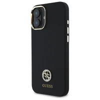 Guess Silikona Logo Strass 4G viedtālruņa apvalks iPhone 16 - melns