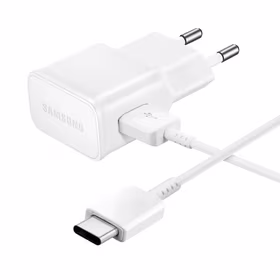 Samsung EP-TA200EWE USB-A 15W sienas lādētājs ar EP-DR140AWE USB-A - USB-C kabeli (OOB Bulk - aizstājējiepakojums) - balts