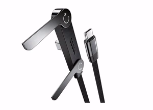 Vakoss TC-U570 USB-C–USB-C kabelis ar statīva funkciju, 100 W, 1 m, melns