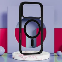 Akrila krāsains magnētiskais viedtālruņa apvalks Iphone 17 Pro melns