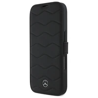 Mercedes MB Waves ādas apvalks viedtālrunim iPhone 16 Pro Max - melns (m)