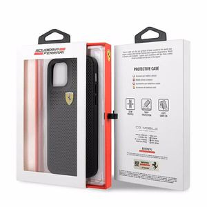Ferrari FESPEHCP12LBK iPhone 12 Pro Max 6.7" melns/melns cietais apvalks On Track Perforated