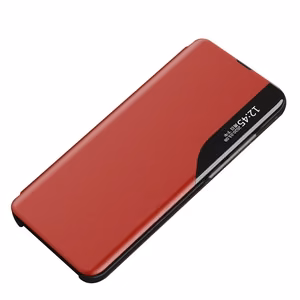 Viedtālruņa apvalks Xiaomi Redmi Note 11 Pro+ 5G (China) / 11 Pro 5G (China) / Mi11i HyperCharge / Poco X4 NFC 5G no ekoloģiskās odas ar atveramu vāciņu un statīvu - sarkans