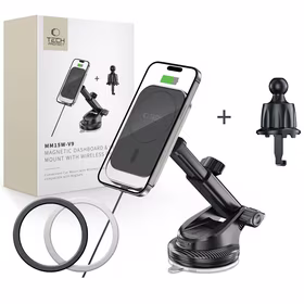 Tech-Protect MM15W-V9 automašīnas turētājs ar MagSafe paneļa un gaisa ventilācijas stiprināšanai 15W - melns