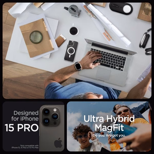 Spigen Ultra Hybrid Mag viedtālruņa apvalks ar MagSafe iPhone 15 Pro - balts