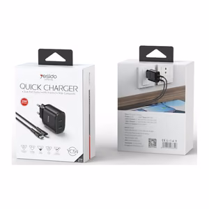 Yesido wall charger YC54 PD 20W QC 2xUSB-C + Type-C/Lightning cable 27W 1m black