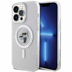 Karl Lagerfeld Karl&Choupette Mirdzošs Magnētiskais viedtālruņa apvalks iPhone 15 Pro Max - caurspīdīgs