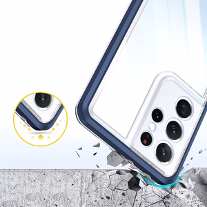 Clear 3in1 viedtālruņa apvalks Samsung Galaxy S23 Ultra silikona apvalks ar rāmi zils