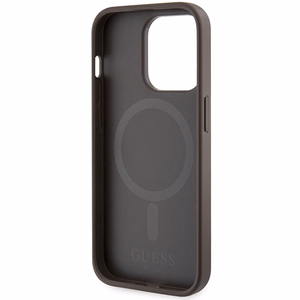 Guess 4G Printed Stripes MagSafe viedtālruņa apvalks iPhone 15 Pro - brūns