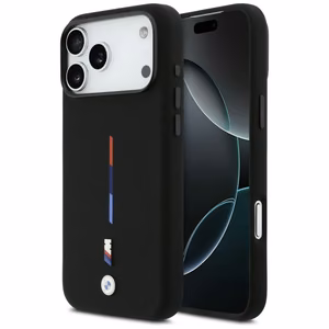 BMW M Silicon Tricolor Line MagSafe чехол iPhone 17 Pro Max - черный
