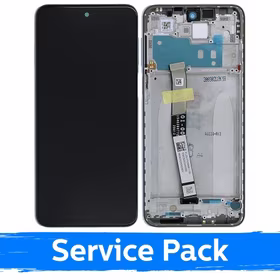 LCD Displejs Saderīgs ar Xiaomi Redmi Note 9S (Note 9 Pro) Ar Frame / Glacier Balts / (Service Pack)