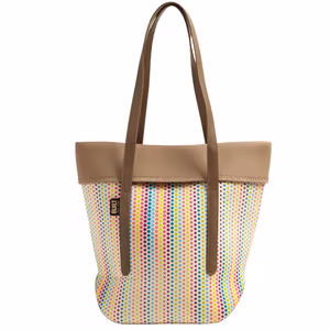 BUILT City Tote neoprene tote bag with faux-leather handles, Candy Dot
