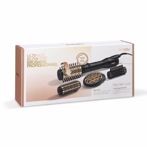 BaByliss Big Hair Luxe AS970E – karstā gaisa matu veidošanas suka, 3 temperatūras režīmi, 650 W, melna/zelta