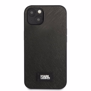 Karl Lagerfeld KLHCP13MSFMP2K iPhone 13 6.1" cietais apvalks melns/melns Saffiano Plāksne