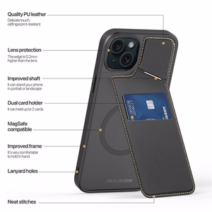 DUX DUCIS viedtālruņa apvalks RAFI II MAG ar statīvu saderīgs ar MagSafe IPHONE 15 Plus melns