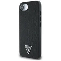 Guess Grained Triangle MagSafe viedtālruņa apvalks iPhone 16e - melna