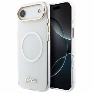 Guess IML Gradient Script Metal MagSafe Maciņš for iPhone Air - balts