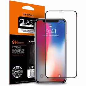 Spigen Glass FC rūdītais stikls ar melnu rāmi iPhone X / XS / 11 Pro